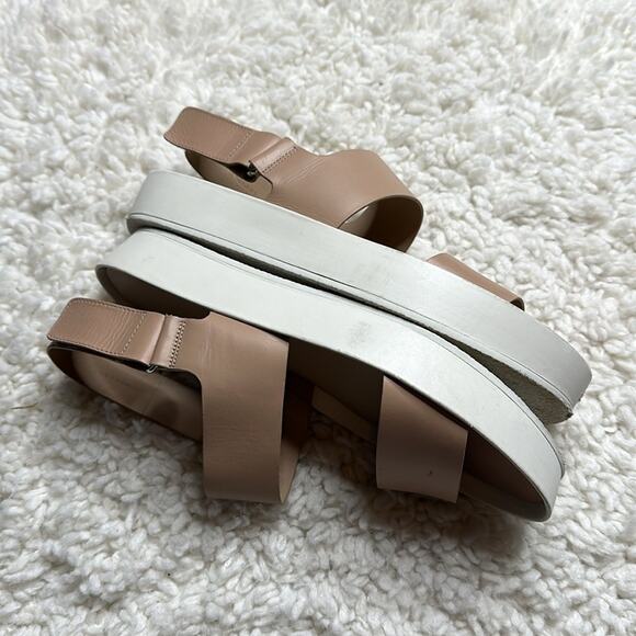 Vince Nude White Platform Thick Strap Sandals Neutral Minimalist Closet Staple - Picture 3 of 11